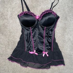 Black Satin Teddy